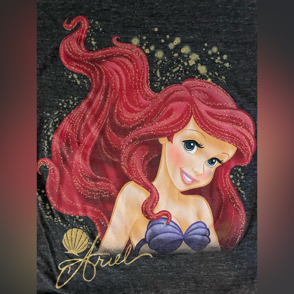 Disney Black/Graphite Sparkly Ariel Graphic Tee - Picture 3 of 11